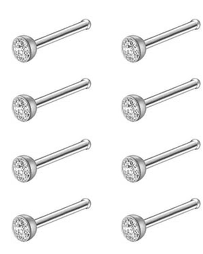 8PCS Nose Rings For Women Men Hypoallergenic 304 Surgical Stainless Steel L Shape Nose Screw
