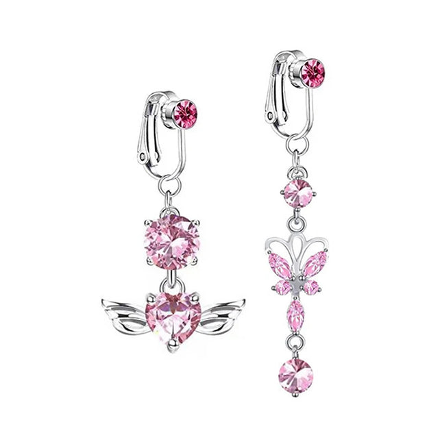 1Pcs Heart Belly Button Rings Pink 14G Women Fashion Belly Ring Dangle Cz Butterfly Punk Spider Navel Piercing Barbell Pircing