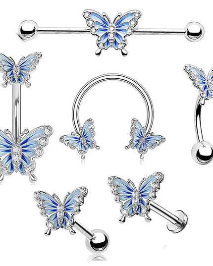 1Pcs Heart Belly Button Rings Pink 14G Women Fashion Belly Ring Dangle Cz Butterfly Punk Spider Navel Piercing Barbell Pircing