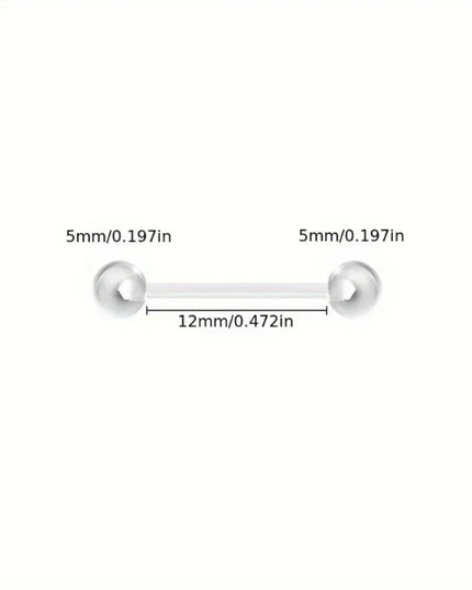 10pcs 12-38mm Clear Acrylic Barbell Piercing For Nipple Rings Tongue Industrial Stud Earrings Anti-allergy Jewelry Y2K