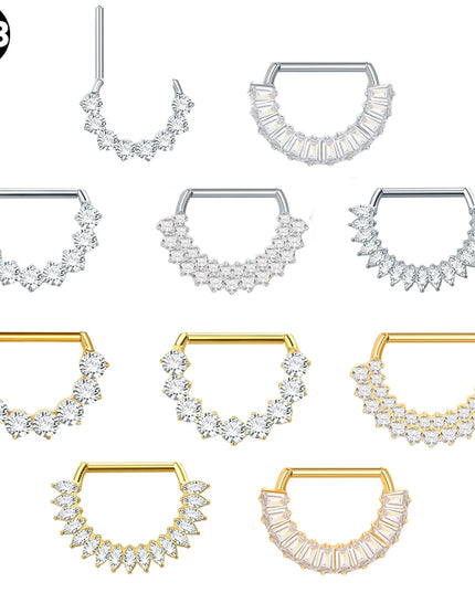 1Pc G23 Titanium CZ Zircon D Shape Nipple Piercing Ring 14G 14mm Nipple Barbell Jewelry Women Girl Nipple Shield Jewelry