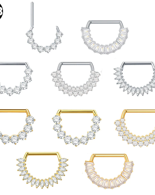 1Pc G23 Titanium CZ Zircon D Shape Nipple Piercing Ring 14G 14mm Nipple Barbell Jewelry Women Girl Nipple Shield Jewelry
