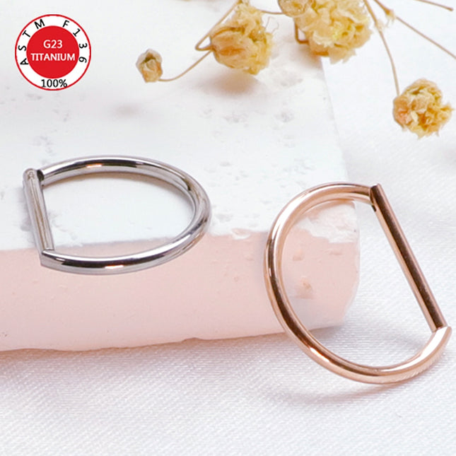 Septum Piercing Nose Ring F136 Titanium D Shape Segment Ring Clicke Jewelry CZ Nose Earrings Lip for Women Half Ring Cartilage