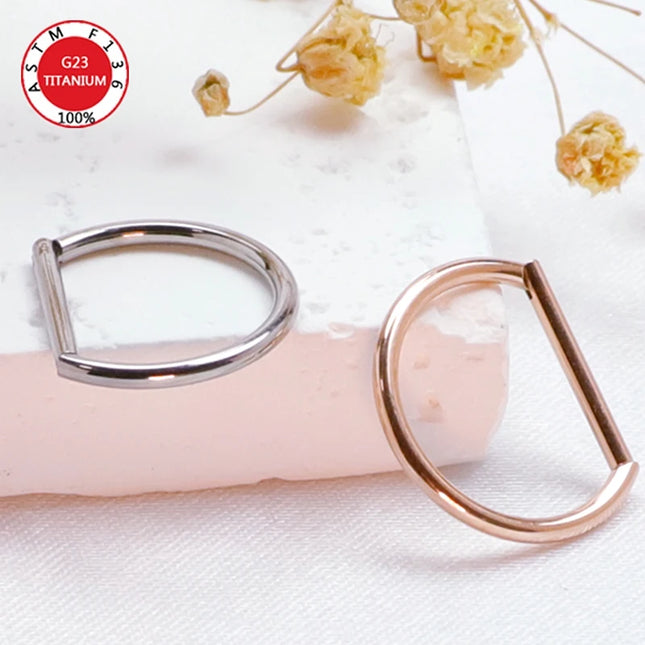 Septum Piercing Nose Ring F136 Titanium D Shape Segment Ring Clicke Jewelry CZ Nose Earrings Lip for Women Half Ring Cartilage