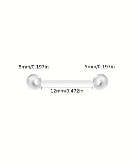 10pcs 12-38mm Clear Acrylic Barbell Piercing For Nipple Rings Tongue Industrial Stud Earrings Anti-allergy Jewelry Y2K