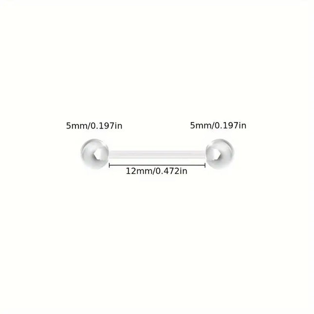10pcs 12-38mm Clear Acrylic Barbell Piercing For Nipple Rings Tongue Industrial Stud Earrings Anti-allergy Jewelry Y2K