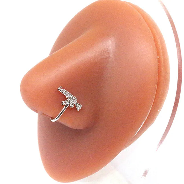 1Pcs Nose Ring for Women Dangle Nose Piercing Stainless Steel Nose Bend Ring Butterfly Dangling Noses Ring Body Piercing Jewelry