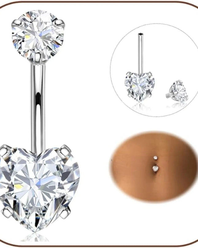 Bobisty Belly Button Rings 316L Surgical Steel Hypoallergenic Belly Button Rings Shiny CZ Belly Button Piercing Jewelry