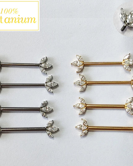 G23 Titanium Nipple Piercing Ring 14G/16G Internal Thread Crystal Zircon Nipple Shield Barbell Helix Earrings Sexy Women Jewelry