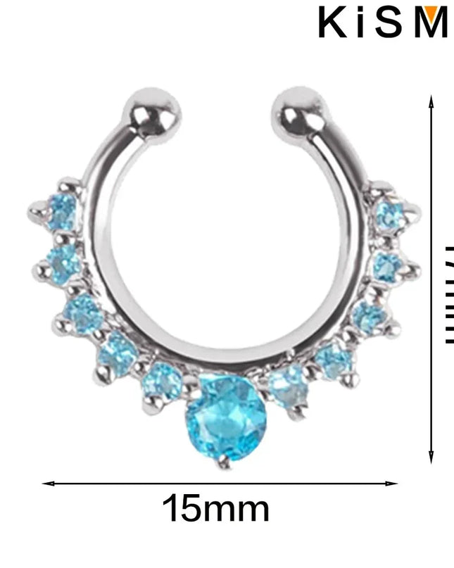 1PC Fashion Rhinestone Nose Ring Lip Ring Faux Septum Rings Unisex Jewelry Perfect for Women Men Stylish Earring Set