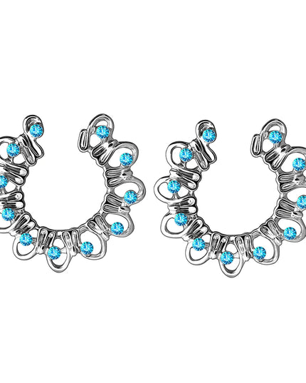 Sexy Fake Piercing Nipple Rings for Women Hollow Pattern Nipple Clamp 316L Stainless Steel Beach Party Chest Decor Body Jewelry