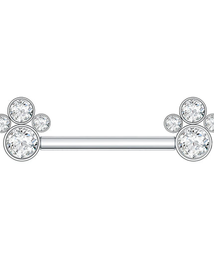 1Pc G23 Titanium Nipple Ring Straight Barbell Piercing Zircon Internally Threaded Nipple Bars Piercing Ring Women Body Jewelry
