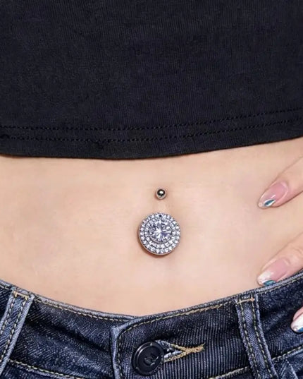 Steel Belly Button Ring Cute Devil Heart Cubic Zirconia Inlaid Hypoallergenic Navel Ring for Teen Girls Daily Use