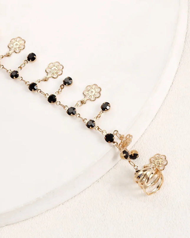 Body Jewelry Earring with Nose Ring Fashion Trendy Nose Clip Rings Gold& Black Fringe Long Chain Tassel Nose Clip Perform