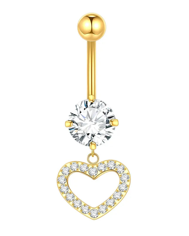 1Pc Titanium Belly Button Piercing Ring for Women CZ Heart Butterfly Dangle Navel Ring Belly Piercing Body Jewelry