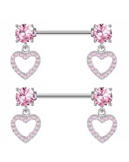 1Pair Pink Butterfly Nipple Piercing Jewelry Shiny Crystal Nipple Rings For Women Girls Heart Nipple Barbells Piercing Pezon