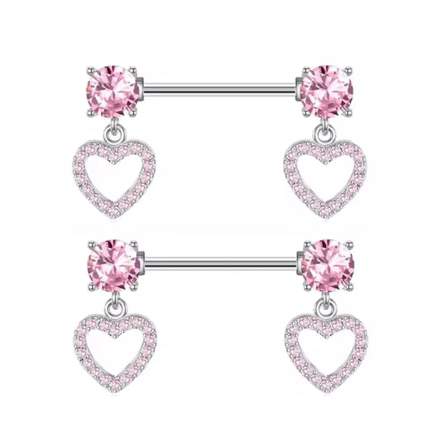 1Pair Pink Butterfly Nipple Piercing Jewelry Shiny Crystal Nipple Rings For Women Girls Heart Nipple Barbells Piercing Pezon
