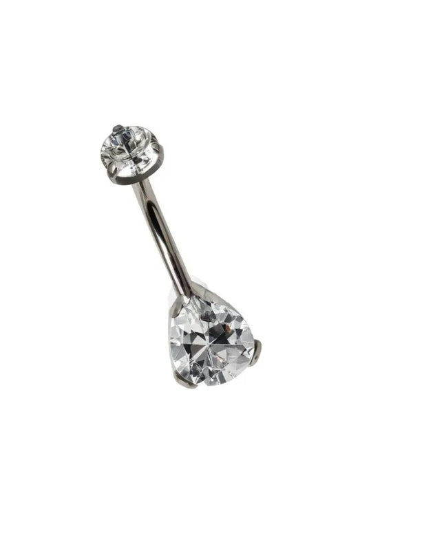 Elegant Titanium Belly Button Ring Zircon Stone G23 Titanium Dangle Curved Barbells Dangle Design Curved Barbell