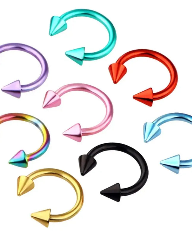 8X 16G 1.2mm Multicolour Septum Horseshoe Nose Ring Steel 3mm Cone Ear Tragus Monroe Lip Stud Body Piercing
