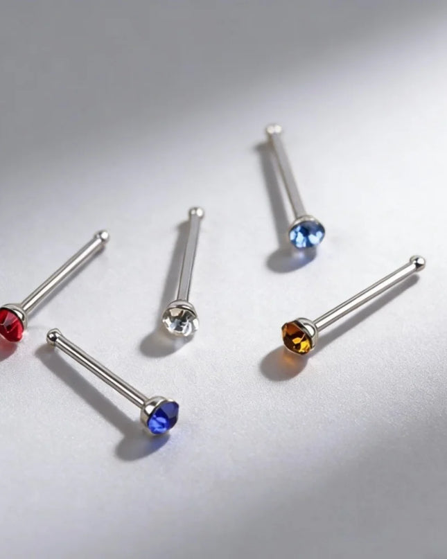 60pcs/lot Stainless Steel Crystal Rhinestone Nose Rings Body Jewelry Nose Studs Hooks Body Piercing Faux