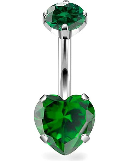 G23 Titanium Heart Shaped Belly Button Ring 14G Clear CZ Women's Navel Piercing Hypoallergenic Sexy Body Jewelry