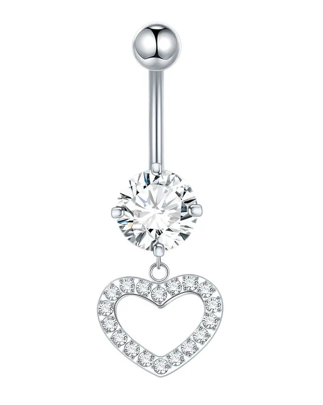 1Pc Titanium Belly Button Piercing Ring for Women CZ Heart Butterfly Dangle Navel Ring Belly Piercing Body Jewelry