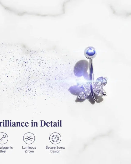Belly Button Ring Trendy Dragonfly Butterfly Shape Sexy Comfort Fit Navel Piercing Jewelry for Girls Pool Party Beach Trip