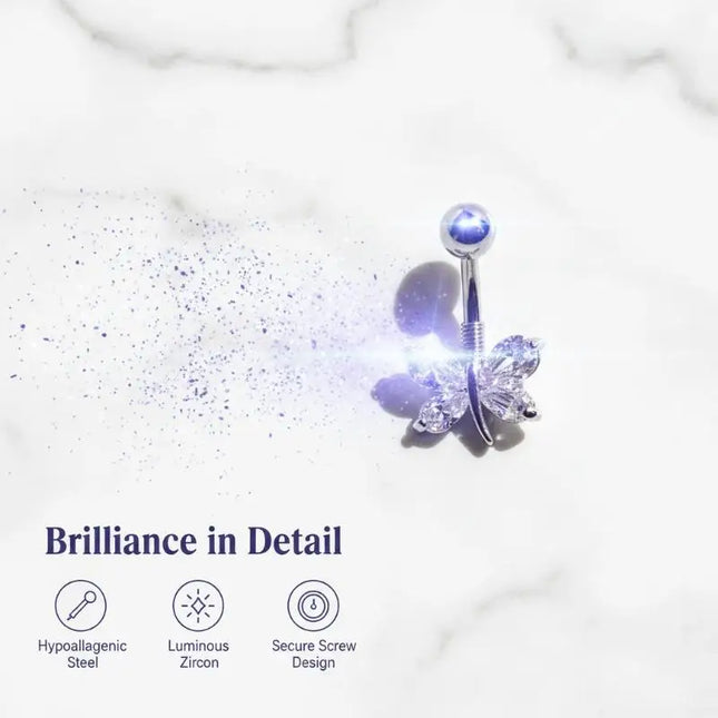 Belly Button Ring Trendy Dragonfly Butterfly Shape Sexy Comfort Fit Navel Piercing Jewelry for Girls Pool Party Beach Trip