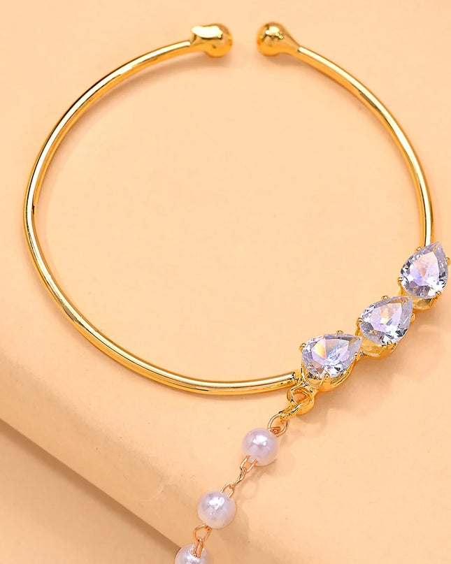 Indian Pearl Round Nose Chain Rings No Pierceing Accessories Punk Geometric Zircon Nose Clip Earrings Wedding for Women Gifts