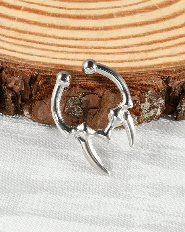 1PC Stainless Steel Irregular Ox Horn Fake Nose Ring Fangs Non Piercing Clip on Nose Hoop Cone Septum Fake Nose Piercing Jewelry
