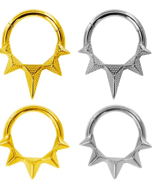Thorns Septum Piercing Nose Ring Daith 316L Stainless steel Clicker Helix Conch Cartilage Earring Segment BodyJewelry