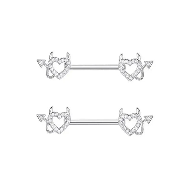 Pink Heart Nipple Piercing Barbell Set Shiny Crystal Nipple Rings Bulk For Women Flower Nippel Jewelry Pack Piercing Teton Lots