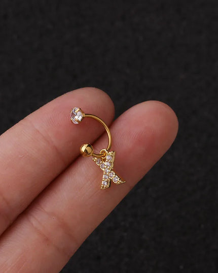 1Pc  English Letter Piercing  Tragus Piercing Jewelry Septo Nose Lip Ear Septum Cartilage Captive Hoop Ring Jewelry Pendientes