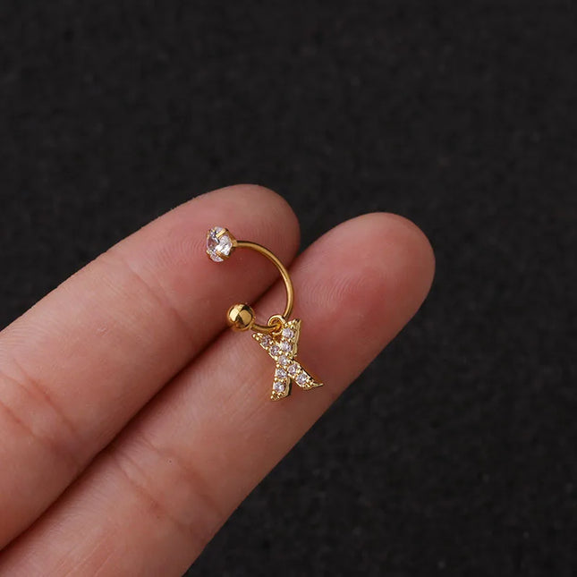 1Pc  English Letter Piercing  Tragus Piercing Jewelry Septo Nose Lip Ear Septum Cartilage Captive Hoop Ring Jewelry Pendientes