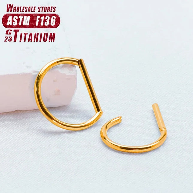 Piercing Nose Ring F136 Titanium D Shape Segment Ring Clicke Jewelry CZ Nose Earring Lip for Women Half Ring Cartilage Wholesale