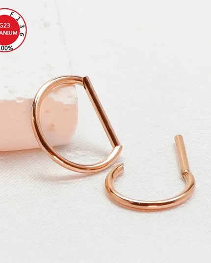 Septum Piercing Nose Ring F136 Titanium D Shape Segment Ring Clicke Jewelry CZ Nose Earrings Lip for Women Half Ring Cartilage
