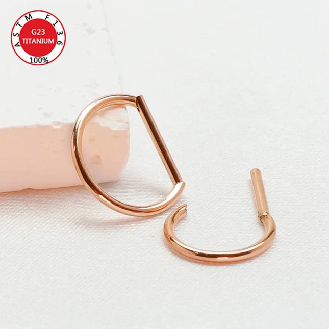 Septum Piercing Nose Ring F136 Titanium D Shape Segment Ring Clicke Jewelry CZ Nose Earrings Lip for Women Half Ring Cartilage