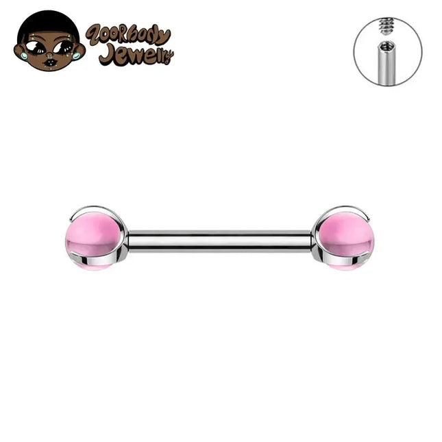 ASTM F136 Titanium Nipple Piercing 14G Internally Threaded Straight Barbell with Crystal Tongue Ring Nipple Industrial Piercing