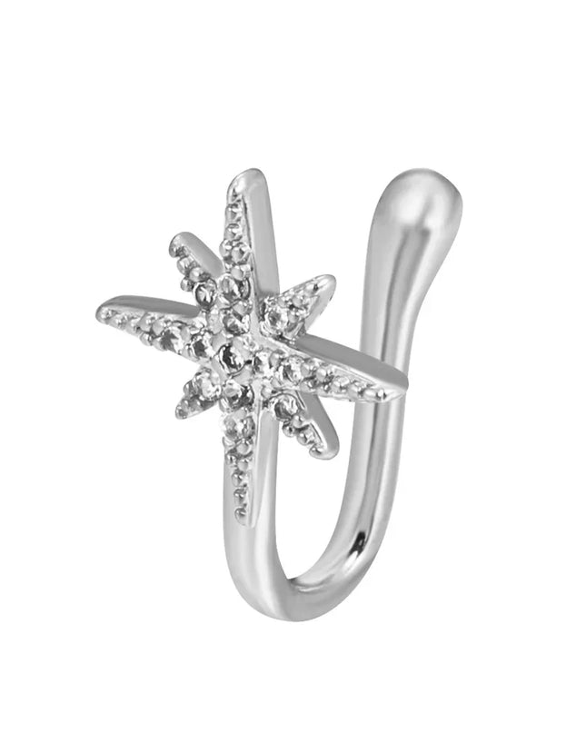 Fashion Nose Ring Charm Crystal Butterfly Pentagram Nose Ring Women Fake Piercing Clip on Nose Ear Rings Body Jewelry