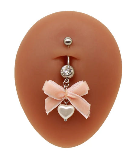 Beautiful Bow Belly Button Ring for Women Heart-shaped Belly Piercing Jewerly Surgical Steel Body Piercing Jewelry