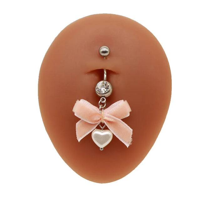 Beautiful Bow Belly Button Ring for Women Heart-shaped Belly Piercing Jewerly Surgical Steel Body Piercing Jewelry