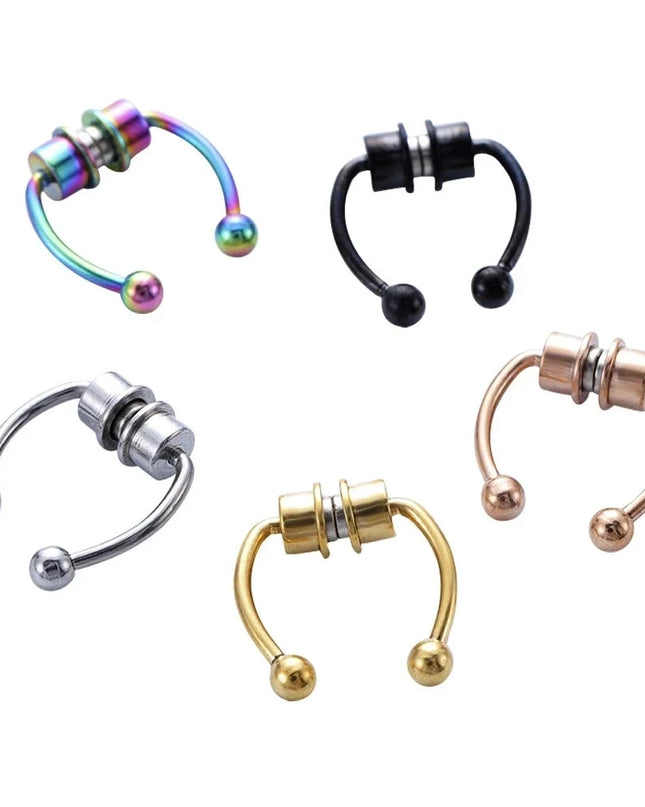Women Fake Piercing Nose Ring Hoop Septum Non Piercing Nose Clip Rock HipHoop Stainless Steel Magnet Fashion Punk Body Jewelry