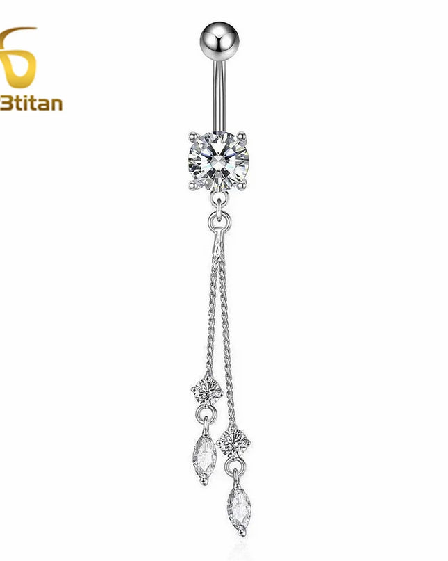 Long Belly Button Rings for Women 14G Titanium Bar Butterfly Heart Charms Dangle Navel Piercing Jewelry Beach Sexy Accessories