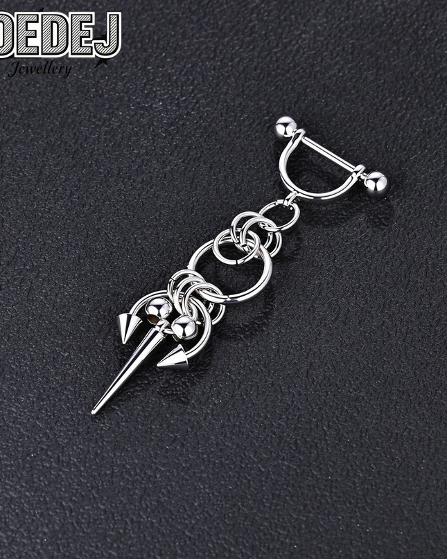 AOEDEJ 1 PC/1 Pair 14/16G Stainless Steel Nipple Rings Unisex Pendant Nipple Piercings Straight Rod Barbell Dangle Body Jewelry