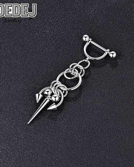 AOEDEJ 1 PC/1 Pair 14/16G Stainless Steel Nipple Rings Unisex Pendant Nipple Piercings Straight Rod Barbell Dangle Body Jewelry