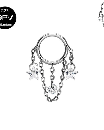 ASTM G23 Titanium Nasal Diaphragm Ring Chain Pendant Closed Loop Nose Ring Male Female Perforated Jewelry Earrings