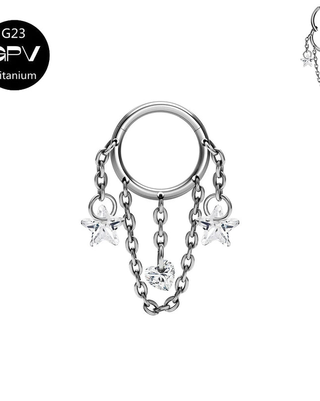 ASTM G23 Titanium Nasal Diaphragm Ring Chain Pendant Closed Loop Nose Ring Male Female Perforated Jewelry Earrings