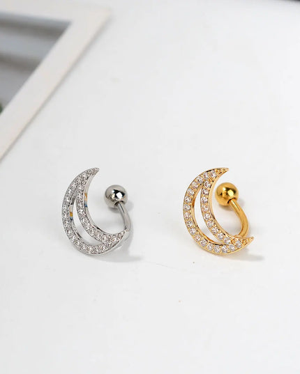 1Piece 14G Stainless Steel Belly Button Rings Crystal Zircon Moon Navel Rings Earring Belly Piercing Sexy Body Jewelry Ombligo