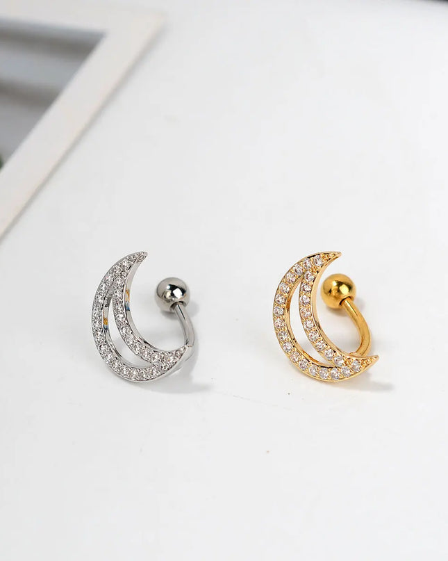 1Piece 14G Stainless Steel Belly Button Rings Crystal Zircon Moon Navel Rings Earring Belly Piercing Sexy Body Jewelry Ombligo