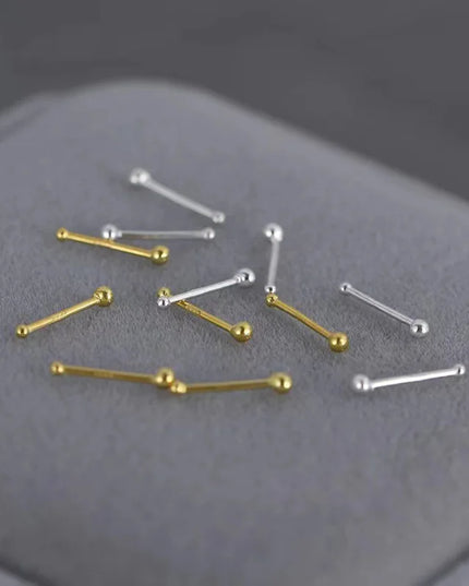2pcs Ear Piercing Silver Needle Ear Stick Stud Earrings For Women Maintaining Ear Hole Small Tiny Round Ball Ear Jewelry